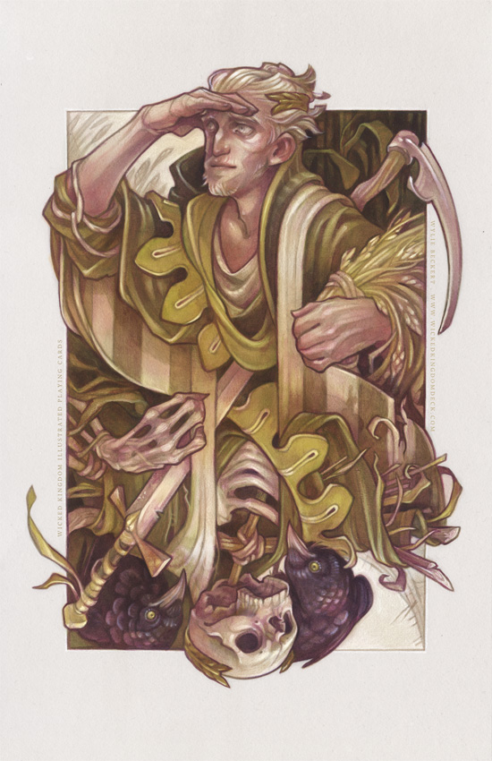 Jack of Spades, The Wicked Kingdom deck: Illustrated Playing Cards. art by Wylie Beckert