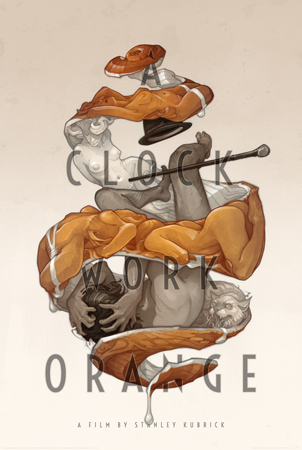 Mondo A Clockwork Orange poster illustration. art by Wylie Beckert.