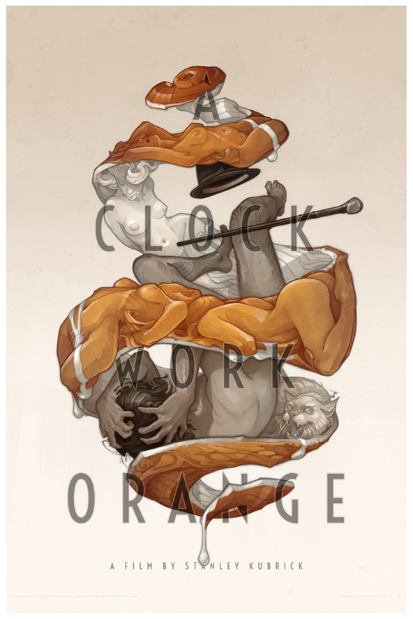 Mondo A Clockwork Orange poster illustration. art by Wylie Beckert