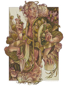 Queen of Spades, The Wicked Kingdom illustrated playing card deck by Wylie Beckert.