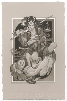 Wisdom: Queen of Hearts - Reign of Sin playing card art by Wylie Beckert - ©2018 Wylie Beckert